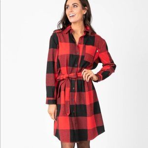 Agnes & Dora Flannel Shirtdress Red & Black Plaid